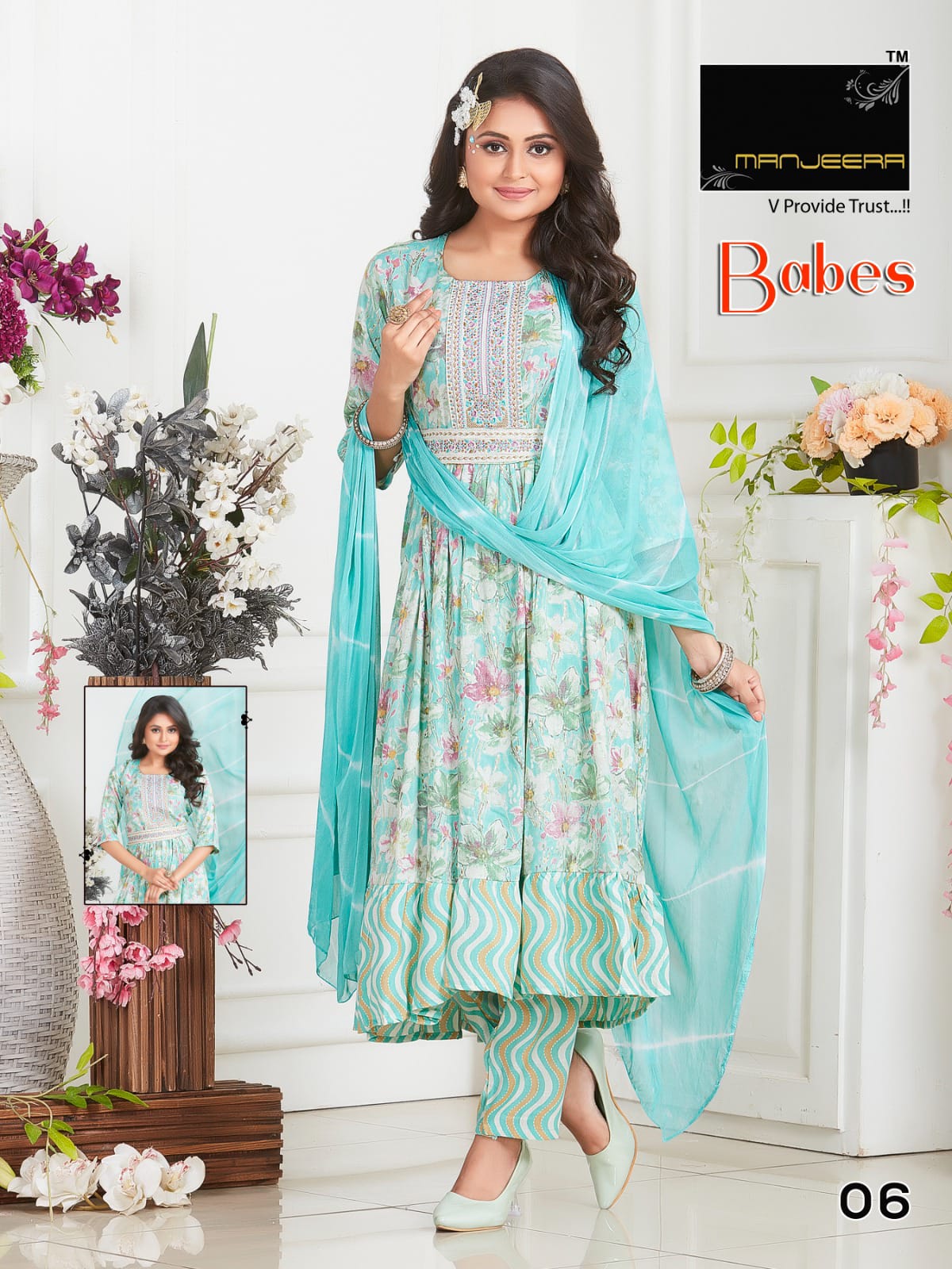 Manjeera Babes Capsule Print Readymade Suits Catalog